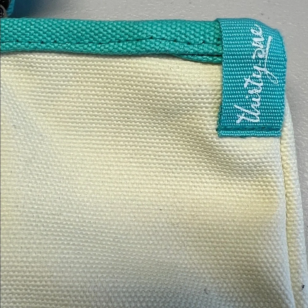 Canvas Tote Bag by Thirty one Cream/Teal   10x4